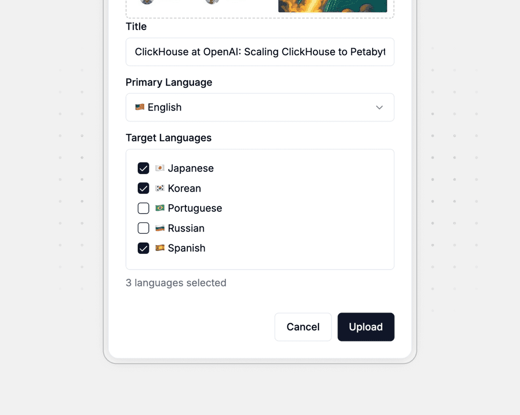 Importez et sélectionnez les langues